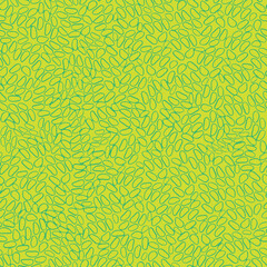 Fototapeta premium Seeds, rice, curls. Simple seamless green and yellow pattern with animal print. Scandinavian style, design for wallpaper, fabric, textile,wrapping paper. Coloring page, book.