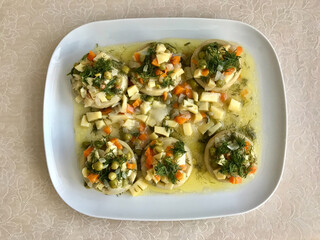 Turkish Food Homemade Artichokes with Green Peas, Carrot, Potatoes and Dill / Zeytinyagli Enginar.