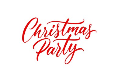 Christmas Party handwritten lettering. Modern holiday calligraphy. Vector Christmas text.