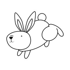 cute easter little rabbit jumping character line style icon