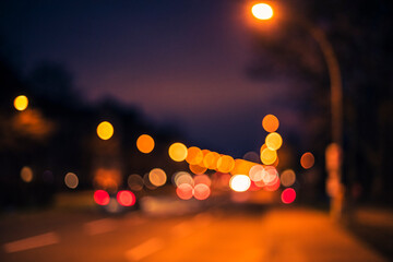 Bokeh photography in urban environment, beautiful bokeh, street lights, car lights, traffic lights,...