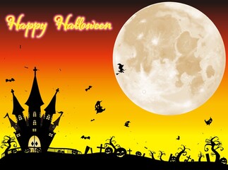 ハロウィン　満月の夜　オレンジVER