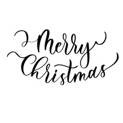 Merry Christmas - vector calligraphic inscription with smooth lines.