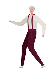 Senior man cartoon with traditional cloth vector design