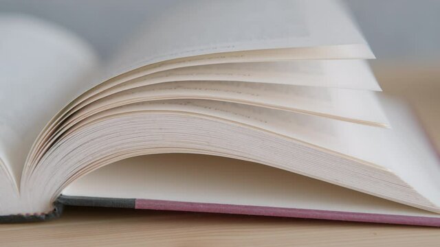 Close up of open book on the table