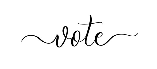 Vote - vector calligraphic inscription with smooth lines.