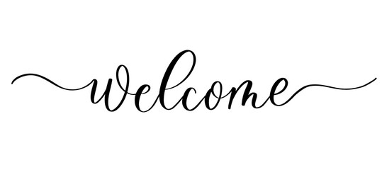 Welcome - vector calligraphic inscription with smooth lines. - obrazy, fototapety, plakaty