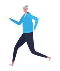 Senior woman cartoon with sportswear running vector design