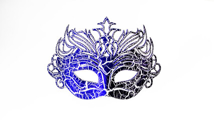 blue venetian carnival face mask isolated on white background