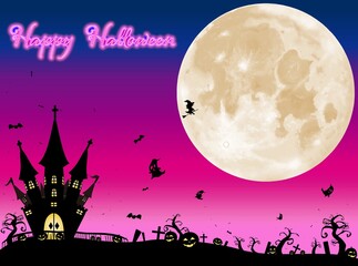 ハロウィン　満月の夜　ピンクVER