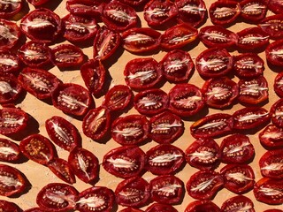 sun drying the tomatoes in Puglia