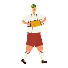 german man wearing tyrolean suit playing accordion