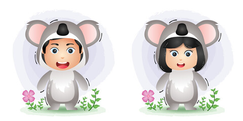 cute couple using the koala costume © riko_design