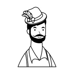 german man bearded wearing tyrolean suit character line style