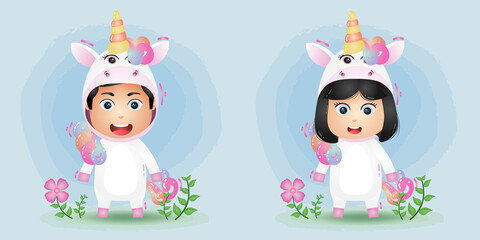 cute couple using the unicorn costume