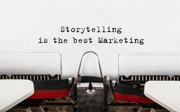 Text Storytelling is the best Marketing typed on typewriter