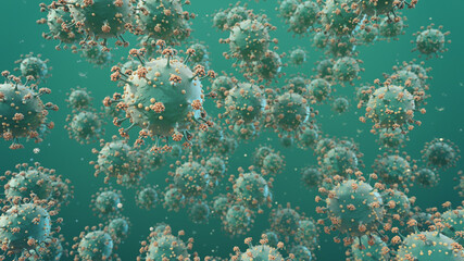 Rendu 3D réaliste du coronavirus - obrazy, fototapety, plakaty