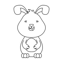cute easter little rabbit character line style icon