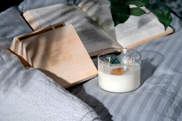 aroma candle made of soy wax in the interior. High quality photo