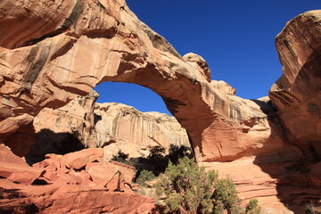 Scenic view of Hickman Bridge at Capitol Reef National Park in Utah, USA