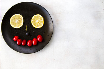 Currant, Cornus and dogberry, lemon high angle view
