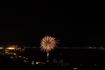 fire works on the lake in Suwa, Nagano, Japan