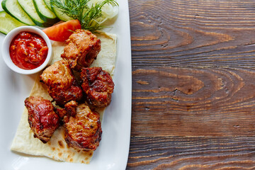 Kebab - grilled meat and vegetables