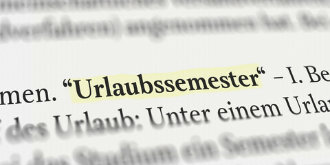 Urlaubssemester im Buch mit Textmarker markiert