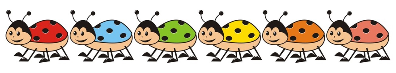 Group of ladybirds on white background, decor, vector