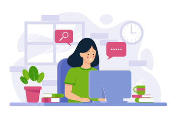 Work in office. Flat art vector.