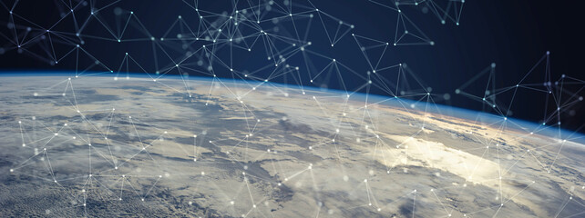 View of the earth from space. Concept of high technologies and space development. Elements furnished by NASA