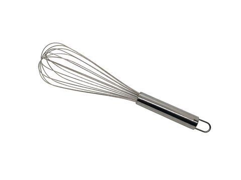 Stainless whisk isolated on white background.