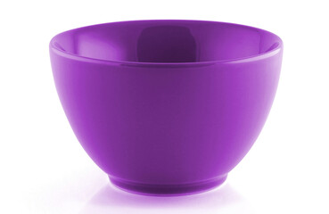 purple  empty bowl isolated on white background; ceramic bowl for food.