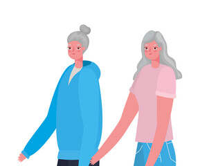 Senior women cartoons vector design