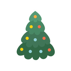 Christmas tree. Decorated Christmas tree. Isolated vector illustrations. Cartoon Christmas tree