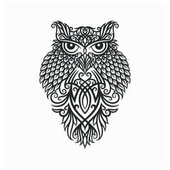 Naklejka premium hand drawn owl illustration with dayak ornament