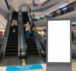 White screen mockup in the shopping mall.