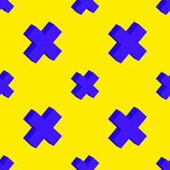 seamless pattern. volumetric crosses on a yellow background