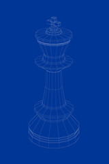 3d wire-frame model of king chess piece