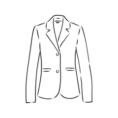 Vector illustration of women's blazer. women's classic suit jacket, vector sketch illustration