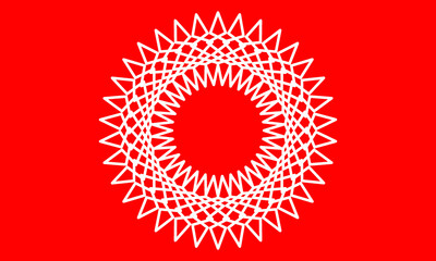 round patterns icon on red background, vector graphics