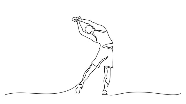 Man make stretching exercise one line draw