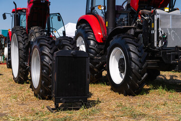 Tractor with spare parts. Agricultural machinery repair