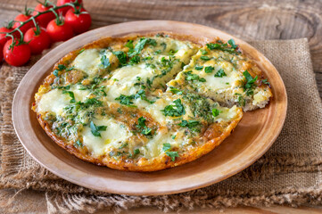 Frittata with ground meat and mozzarella