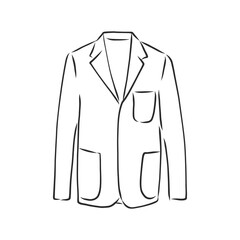 Naklejka premium Vector illustration men's jacket. Clothes in business style, Vector illustration men's double-breasted jacket. Clothes in business style