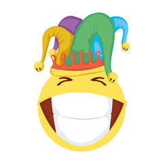 crazy emoji face with jester hat fools day icon