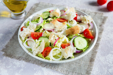 Lebanese salad fattoush. Healthy vegetarian food. Traditional lebanon salad with toasted pita bread...
