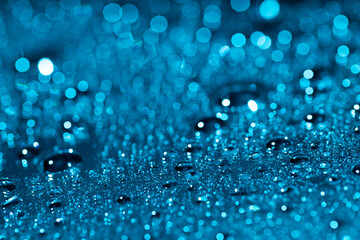 Blue Water drop,Bokeh winter background