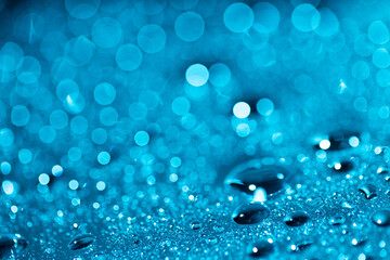 Naklejka na ściany i meble Blue Water drop,Bokeh winter background
