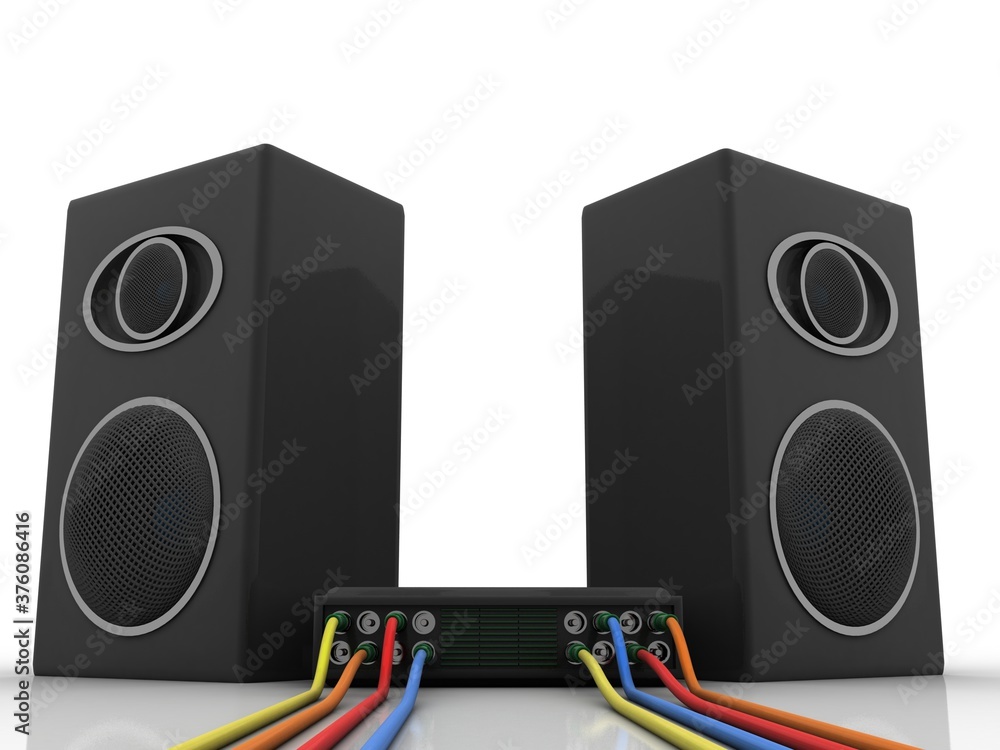 Poster 3d rendering transmitter wifi with speaker
